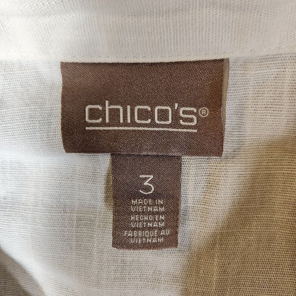 Chicos White Cotton Blend Drawstring Jacket Outdoors Classic Coastal Size 3 READ - Picture 6 of 10